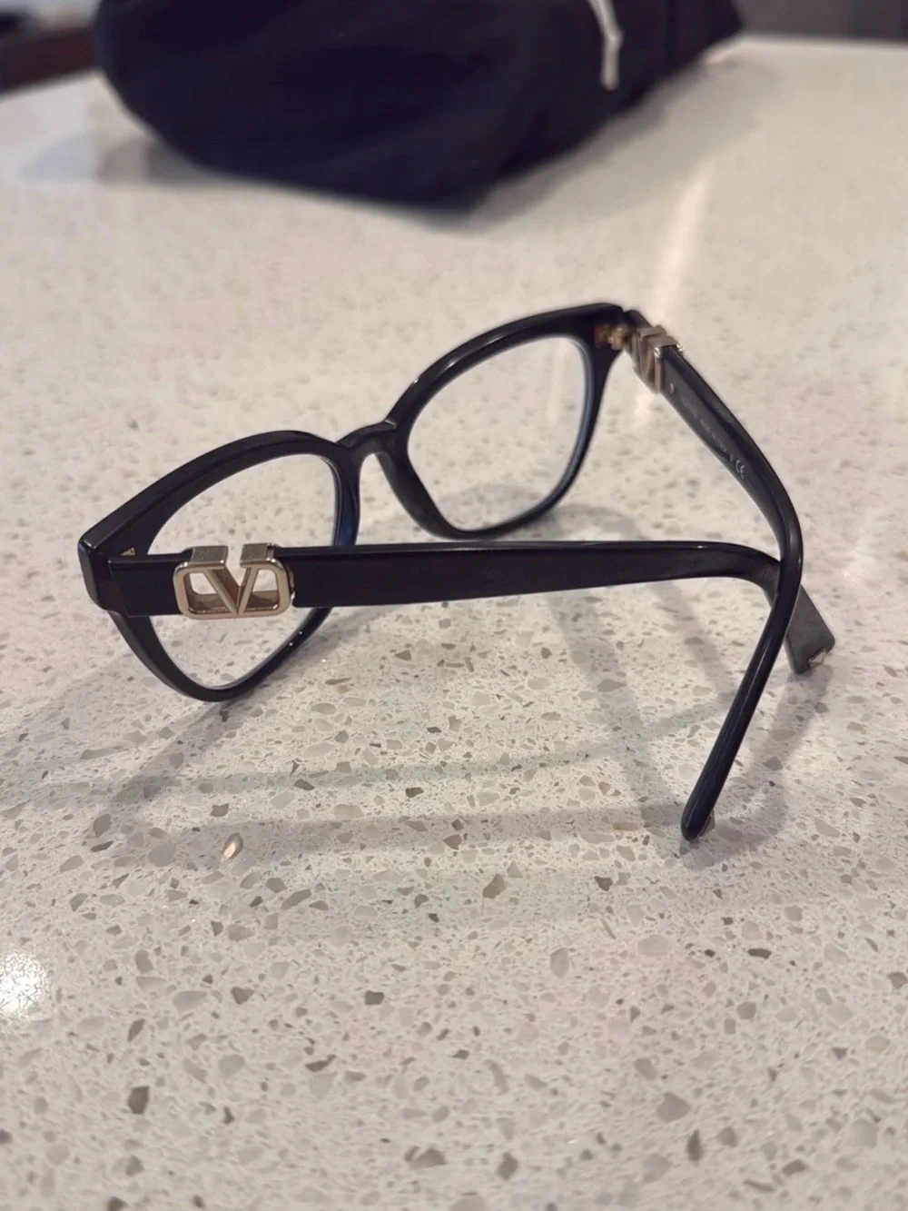 Valentino Black Eye Glasses with Gold Detailing